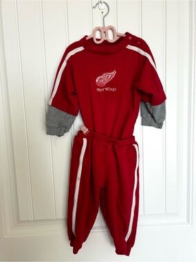 Vintage NHL Detroit Red Wings Rare MightyMac Outfit Set 2pc 24M